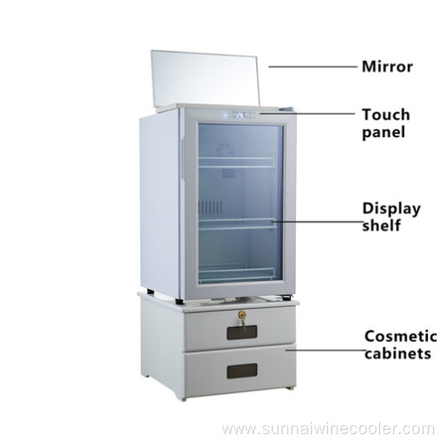 Glass door makeup skin care beauty fridge